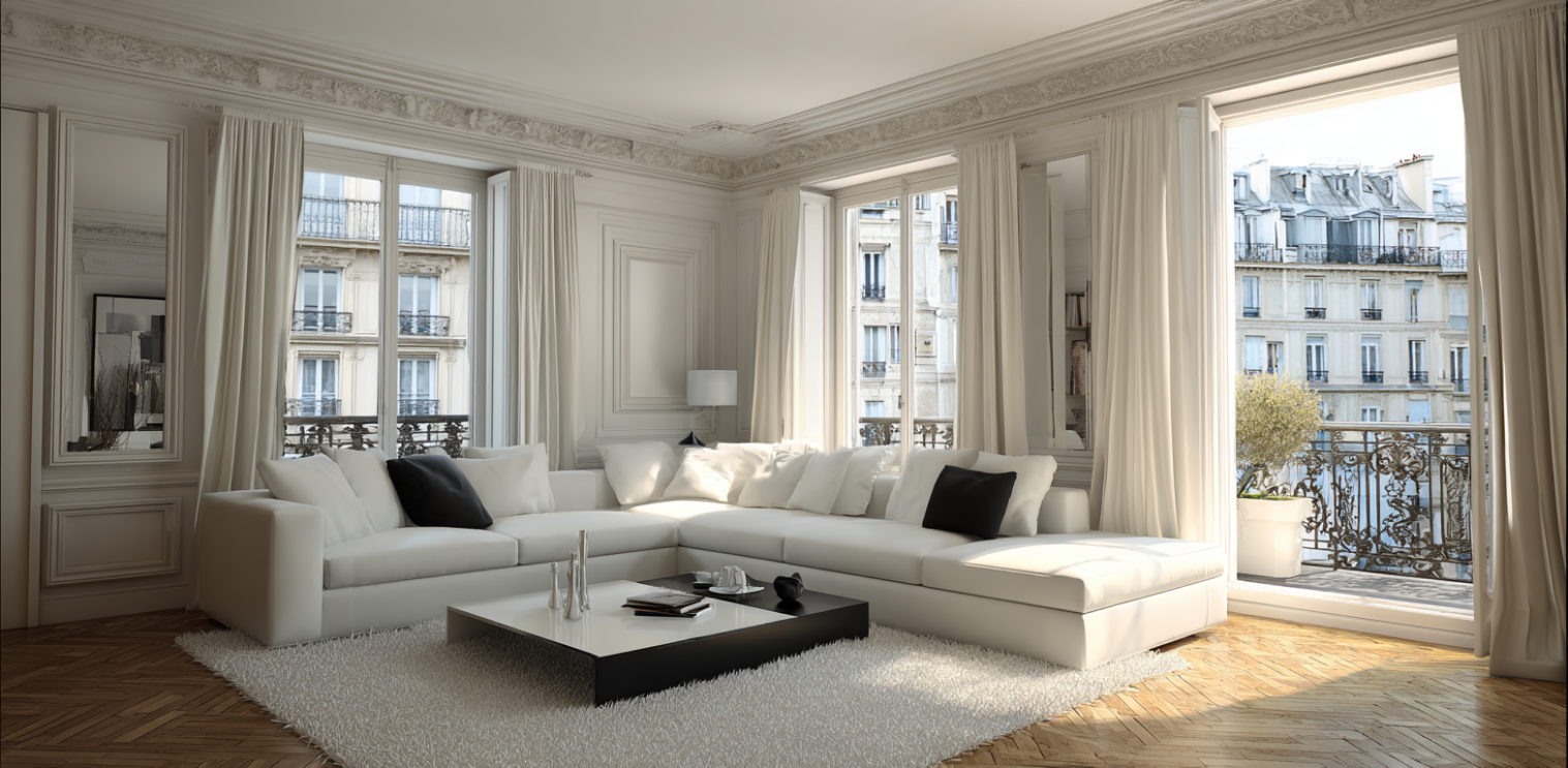 Vue depuis un appartement parisien avec la Tour Eiffel